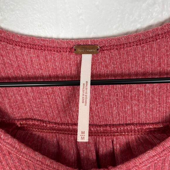 Free People Leo Henley Waffle Knit Long Sleeve Tee Size Medium - Picture 3 of 4